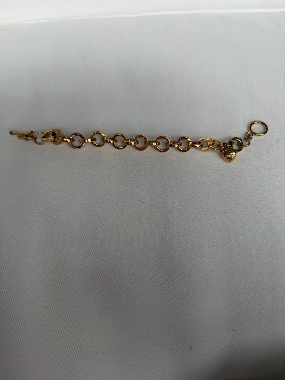 Gold-Tone Circle Link Bracelet with Heart Charm - Women's Jewelry